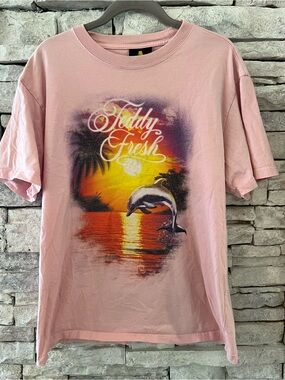 Teddy Fresh Light Pink Logo Tee with Rainbow Tag